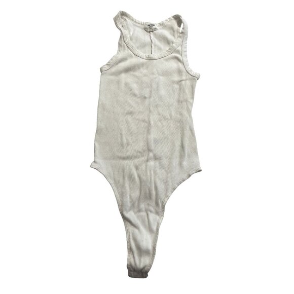 Re/Done Ribbed Tank Bodysuit in Optic White - Picture 1 of 5